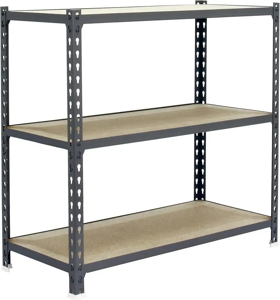 Simonrack Schwerlastregal, Lagerregal, 100x110x40 cm, Metallregal, Kellerregal, Biegestelle 200 kg, 3 Holzfachböden, Grau/Holz - Maderclick