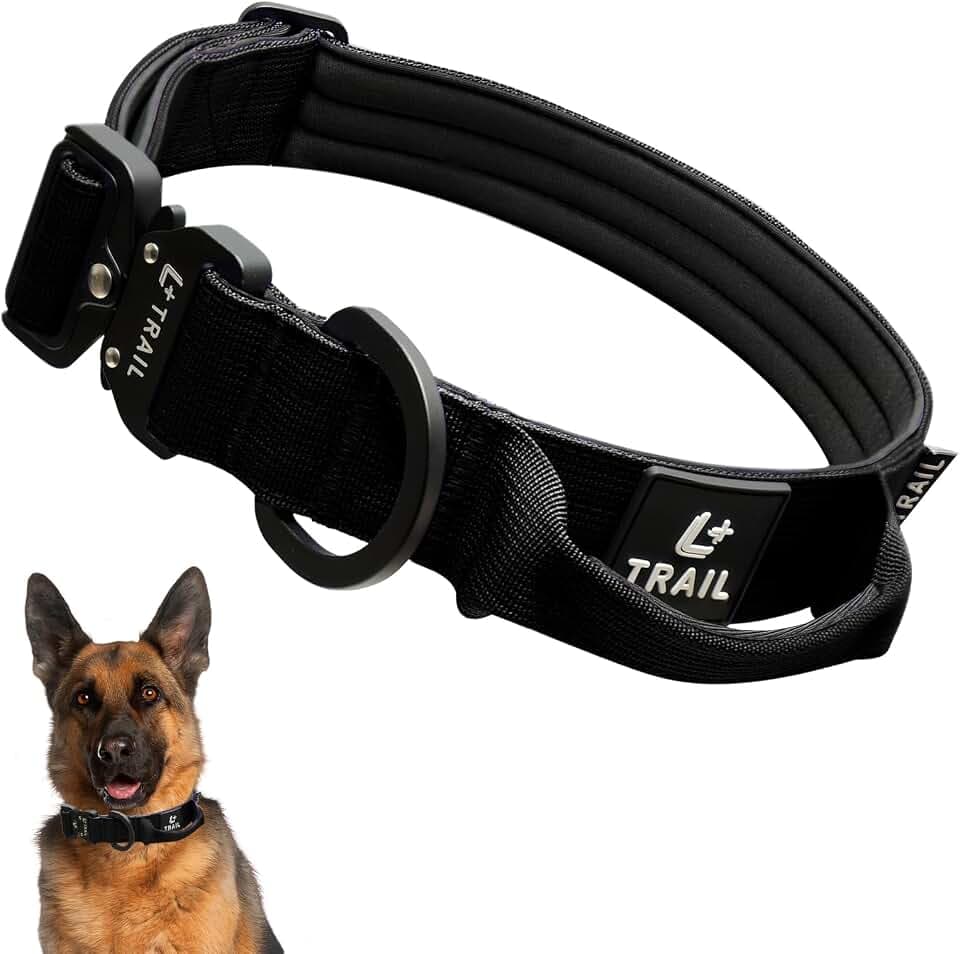 Tactical Dog Collar with Handle, Heavy Duty Padded Nylon