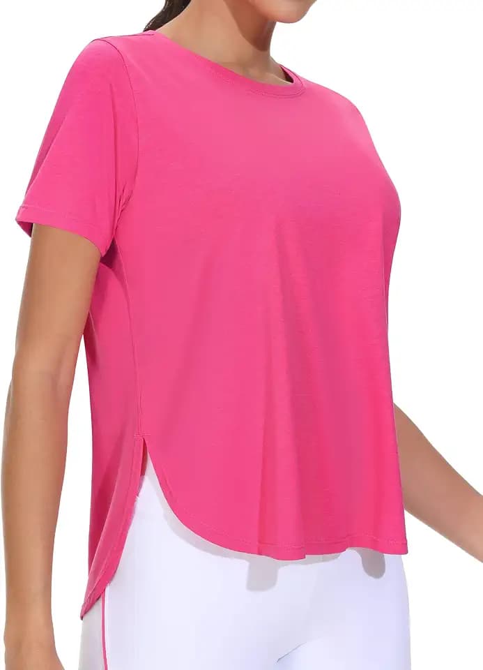 THE GYM PEOPLE Women's Split Hem Workout T-Shirts Loose Fit Basic Tee Tops