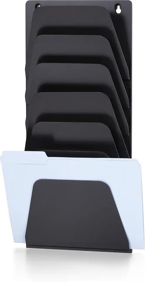 Officemate Letter & Legal Size Wall File, 7 Section File Organizer, Black