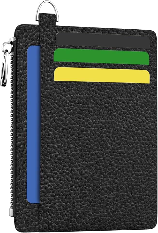 Hancynir Black Minimalist Slim Wallet Women Credit Card Holder RFID Small