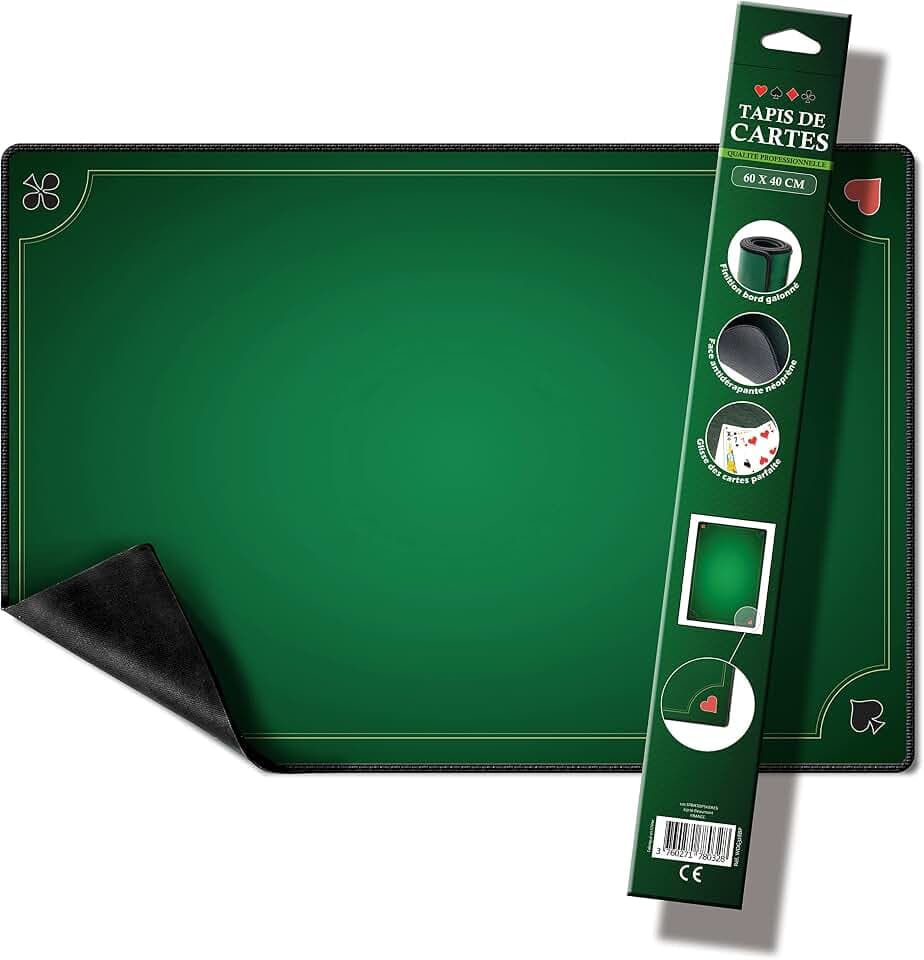 WOGAMAT Offizieller Belotte-Teppich, luxuriös, Standardgröße, 60 x 40 cm, dickes Neopren, rutschfest – perfekte Kartengleitung, verwendet in Casinos, Ecke, Gegend