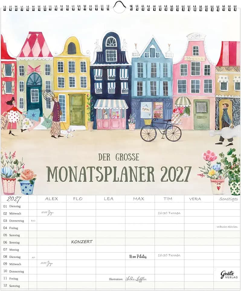 Großer Monatsplaner 2027 – Wandkalender mit 7 Spalten: Häuser