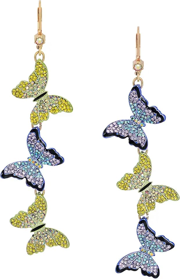 Betsey Johnson Womens Butterfly Linear Earrings