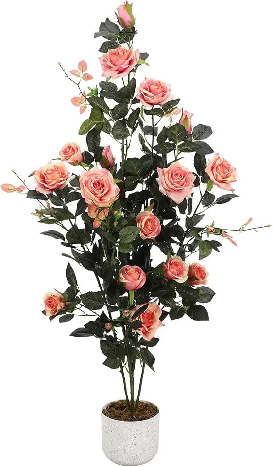 GarveeHome Kunstpflanze Rosenbaum, Rose Künstliche Pflanzen, Deko Rosenpflanzen Künstlich Mit UV-Schutz Im Topf, Kunstbaum Für Hochzeitstisch, Wohnzimmer, Büro