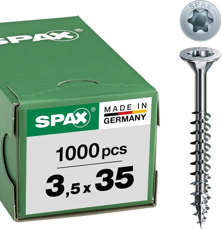 SPAX Universalschraube, 3,5 x 35 mm, 1000 Stück, Teilgewinde, Senkkopf, T-STAR plus T20, 4CUT, WIROX - 0191010350355
