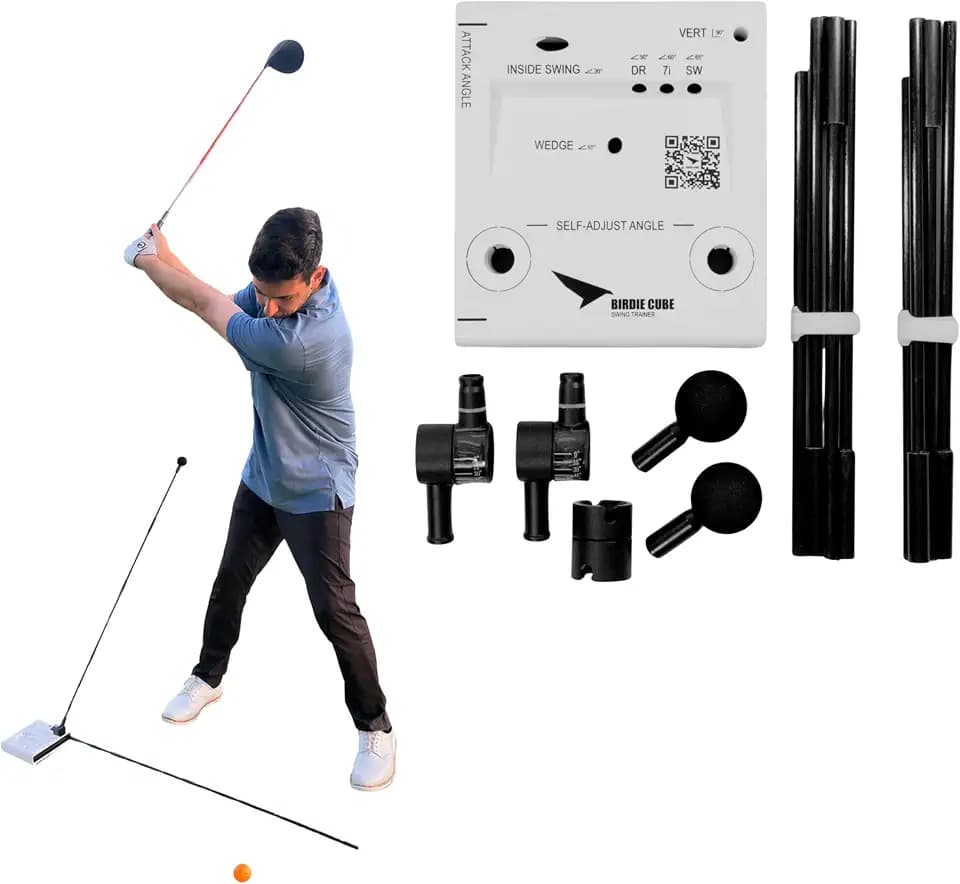 Birdie Golf: Birdie Cube - Golf Swing Trainer, 12 Adjustable Club Positions, Guided Strikes Tool, Alignment Rods, Create Muscle Memory, Sports Aid