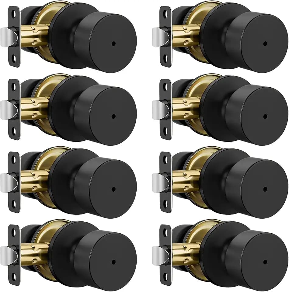 Goldenwarm Matte Black Door Knobs Interior, Privacy Door Knobs 8 Pack