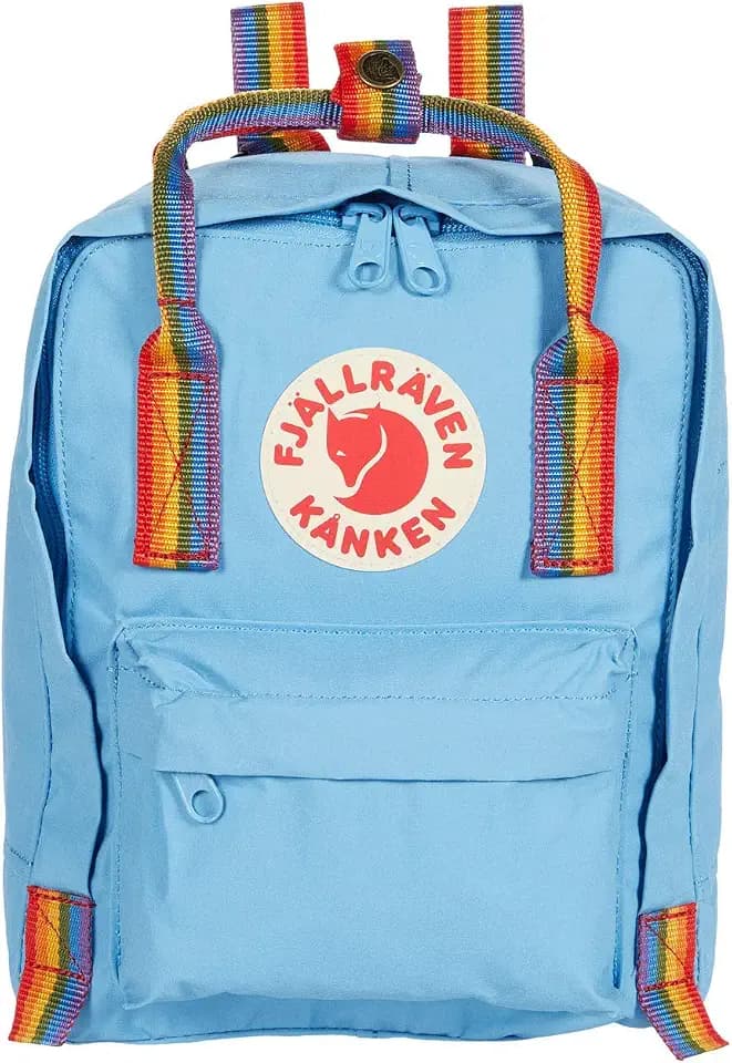 Fjällräven Unisex Kanken Rainbow Mini Laptop Backpack – Lightweight & Water-resistant – Vinylon F Fabric Air Blue/Rainbow Pattern One Size One Size