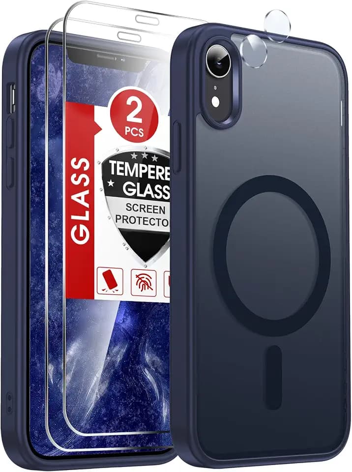 LeYi for iPhone-XR Phone Case with Screen Protector X2 Camera Cover Navy Blue
