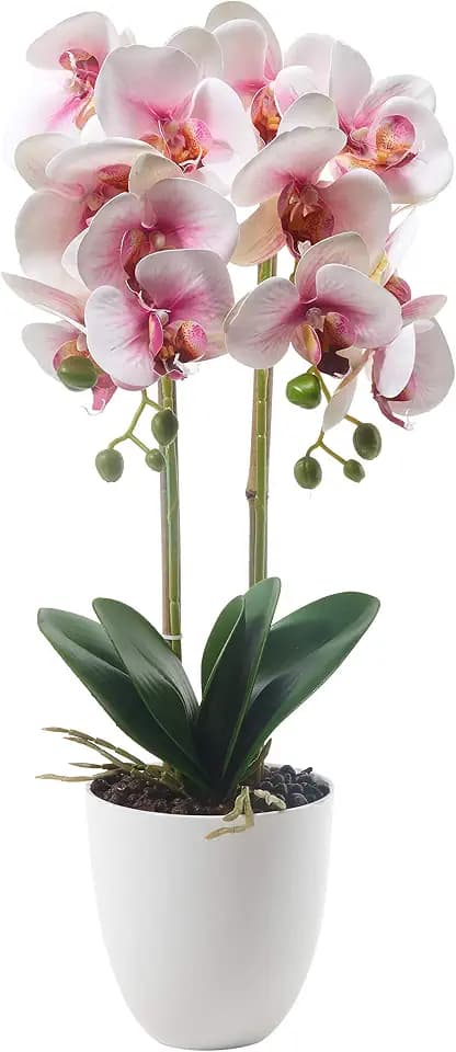 Kunstpflanze Künstliche Orchidee Phalaenopsis im Topf aus Keramik 56 cm Pink