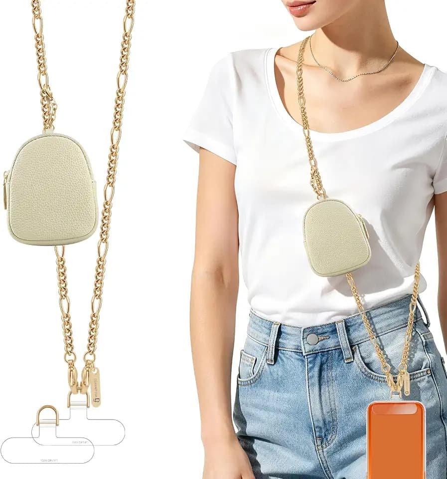 Phone Strap With Wallet,Adjustable Phone Lanyard Crossbody,Gold