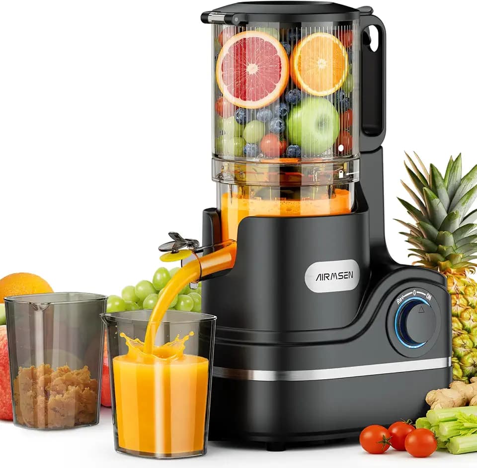 AIRMSEN Slow Juicer mit 147mm Extra Großem Einfüllschacht
