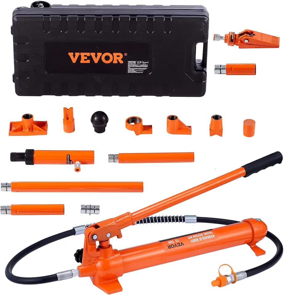 VEVOR Hydraulischer Wagenheber Luftpumpe 12 t, Lufthydraulischer Heber 135 mm Hub Rot, inkl. 100/195 / 300/500 mm Verlängerungsstange, Elektrostatisches Pulversprühen Autoreparatur Werkstatt