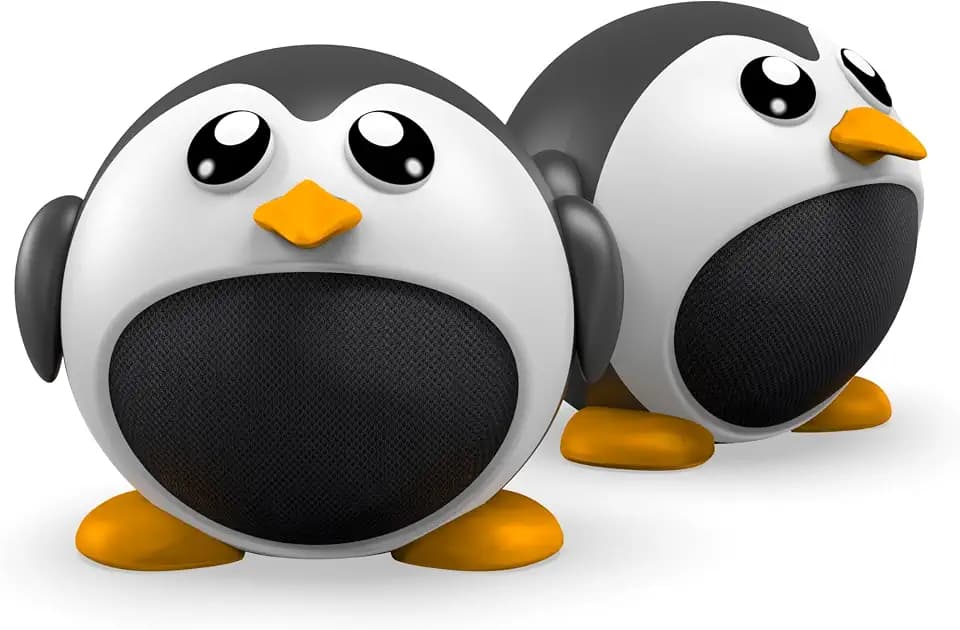 ECHO Pinguin-Lautsprecher, 2 Stück, originelles Kawaii-Design, 3 W, Mono, 1 PINGZ, 6 W, Stereo, 2 Pins, 4 Stunden kabellose Musik, integrierte Mikrofon-Anrufannahme, kompatibel mit Allen Smartphones,