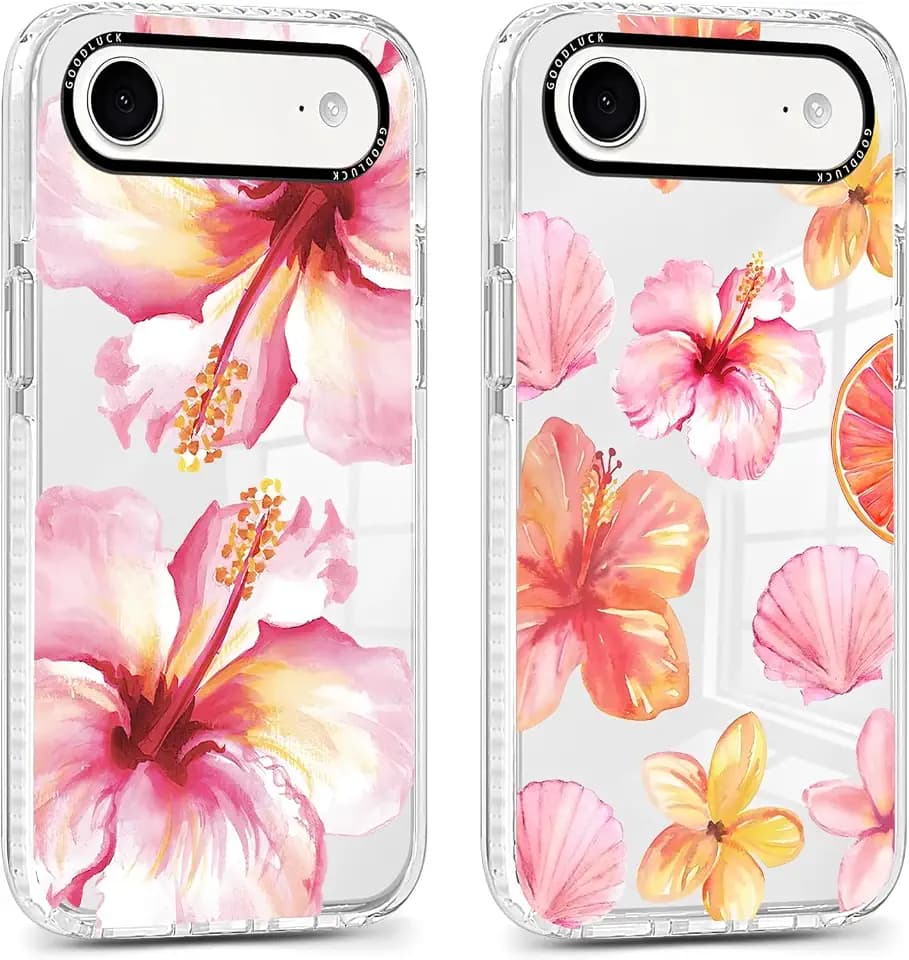 Saqmkil 2 Stück Hülle für iPhone 12 Pro Max, Aesthetic Hibiskus Blumen Muster Design Mädchen Frauen Handyhülle, Transparent Silikon Süßes Blume Motiv Case Schutzhülle für iPhone 12 Pro Max 6,7'',Rosa