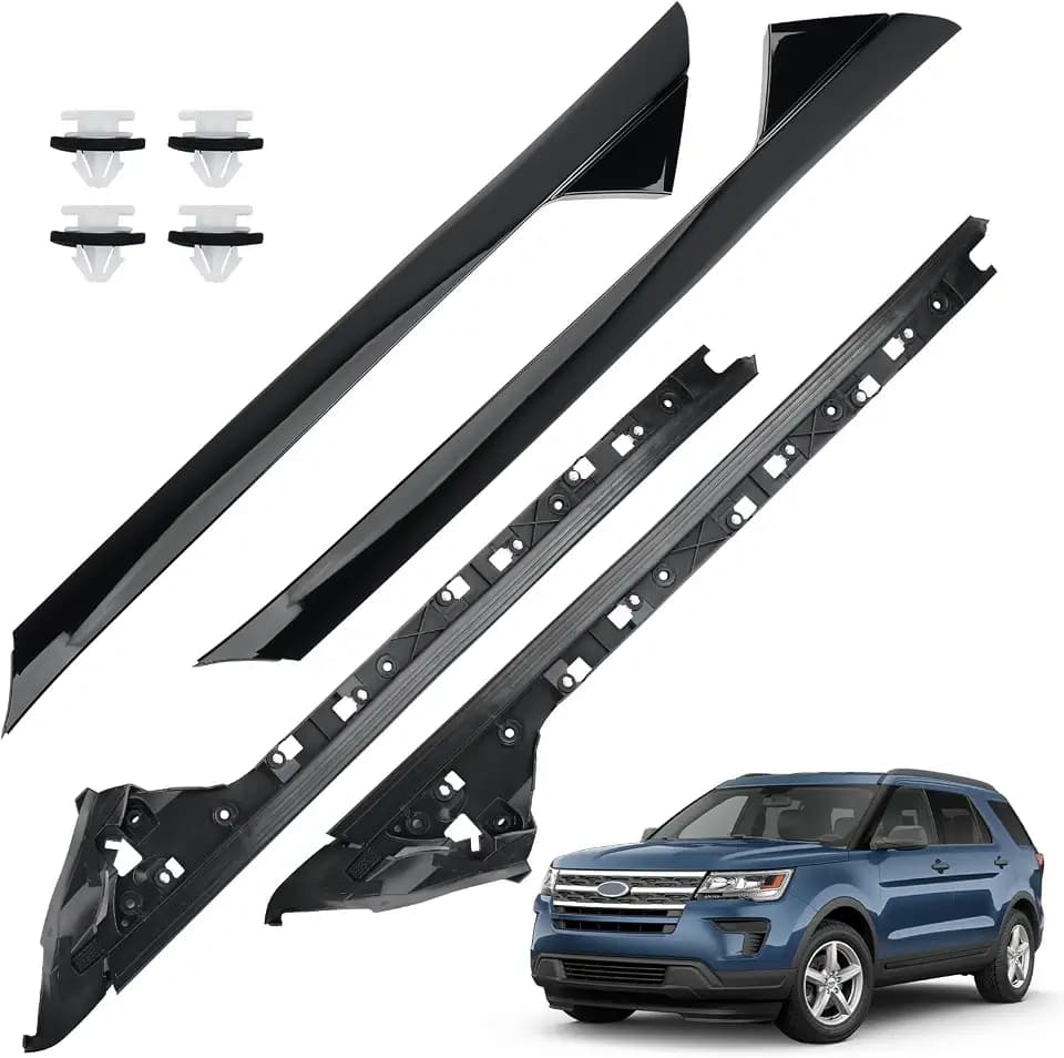 4 PCS Windshield A-Pillar Trim Molding Set Compatible with Ford Explorer 2011-2019,Driver &Passenger Side,Outer & Inner Trim Kit BB5Z-7803145-AA,BB5Z-7803145-BA,BB5Z-7803136-BA，BB5Z-7803144-AA
