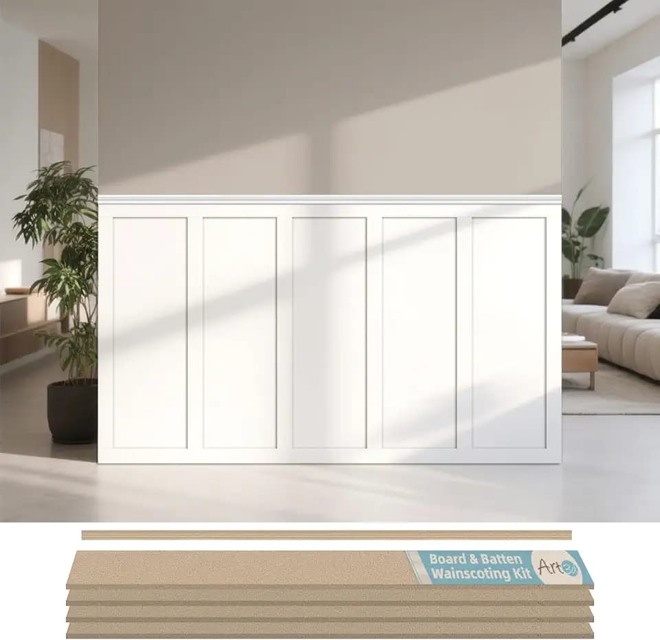 Art3d Board & Batten Fertig-Paneel, 480 x 137 cm MDF Akzentwand Verkleidung