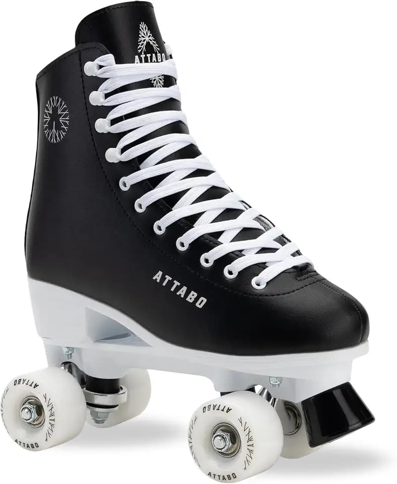 ATTABO Serena Damen Rollschuhe in Eco Leder, ABEC-3 Lager, PP Rahmen und Aluminium Kufe, 54×32 mm PU 82A Räder, TPU Bremse, Klassische Schnürung, Sicher und Stylisch