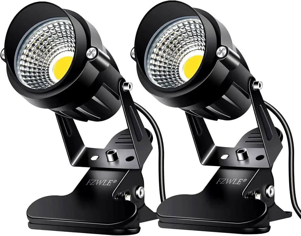 FZWLE Spot Lights Clamp Indoor Spotlights, 7W Clip on Lights Daylight White Uplights with 6FT Cord and Switch for Trade Show, Workshop, Billboard, Desk Lighting (2 Pack)