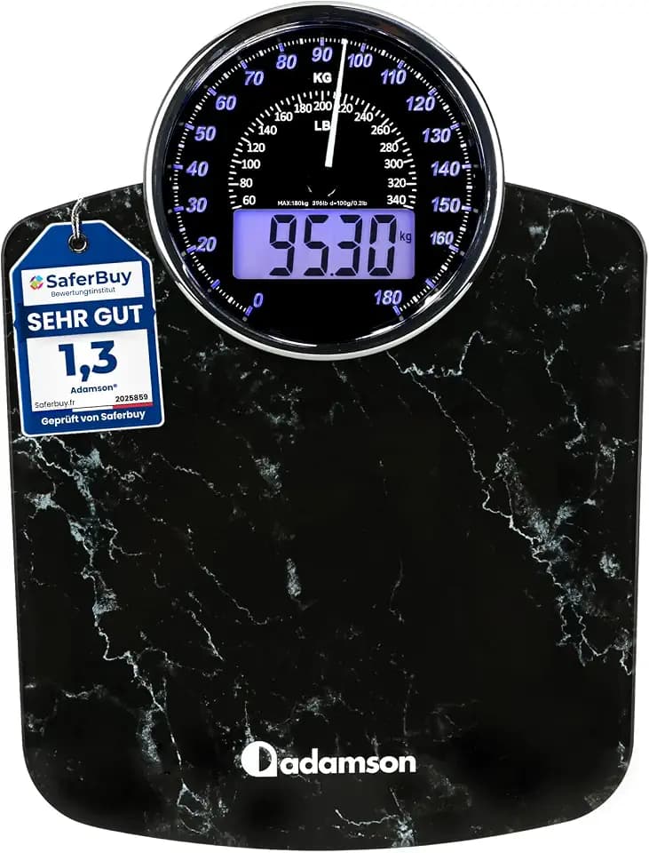 Hybrid Personenwaage - Analog & Digital, Präzise bis 180 kg