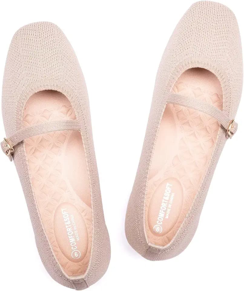 Frank Mully Mary Jane Women Flat Shoes Slip on Square-Toe Washable Shoes Comfortable for Dressy and Work with Ankle Strap