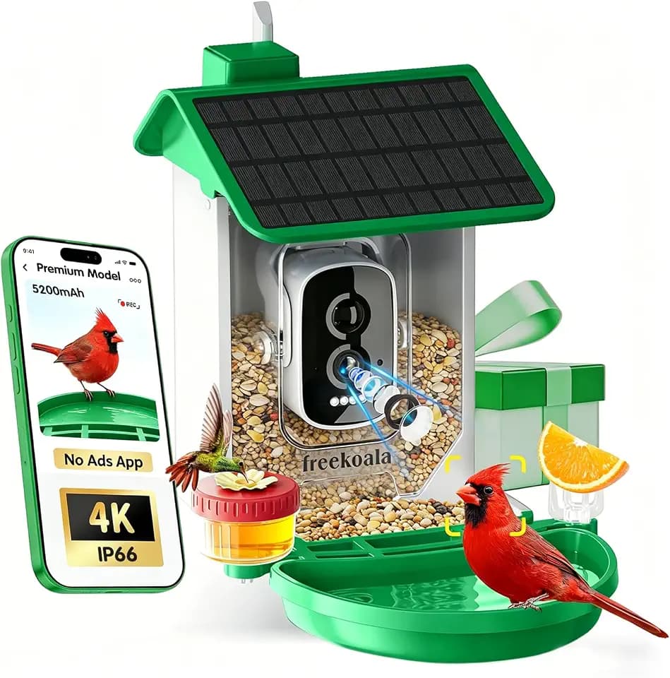 Bird Feeder with Camera 4K UHD Video AI Bird ID Solar Powered