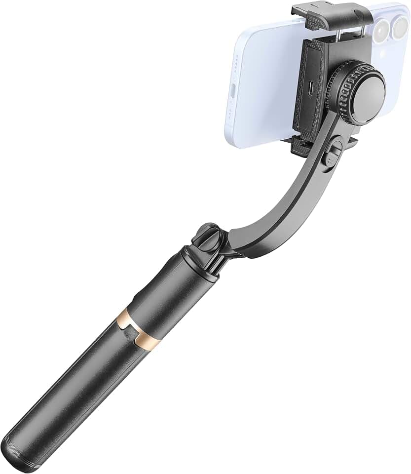 Cellularline FREEMOTION 3-in-1-Gimbal mit intelligentem Anti-Shake-Stabilisator, Selfie-Stick, Stativ, Bluetooth-Fernbedienung, Aluminium, Hoch- und Querformat, schwarz