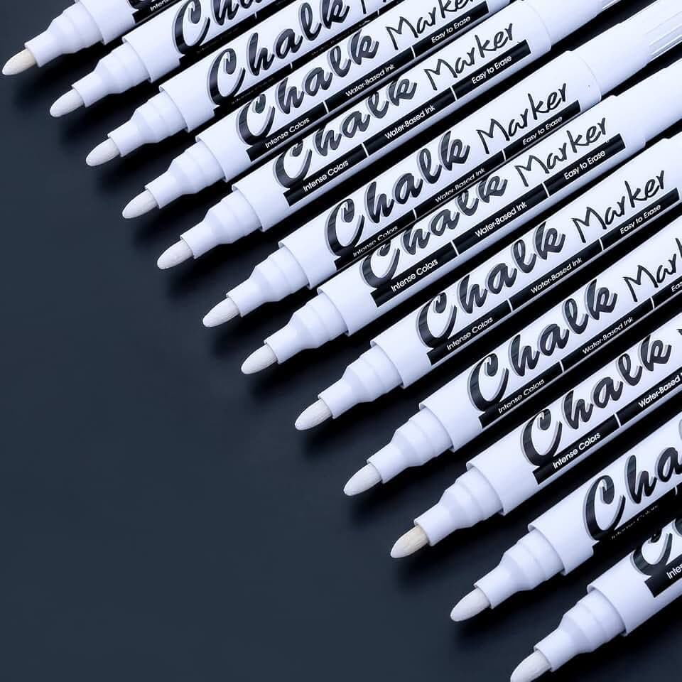 Volcanics White Liquid Chalk Markers, Blackboard & Glass, 12 Pack