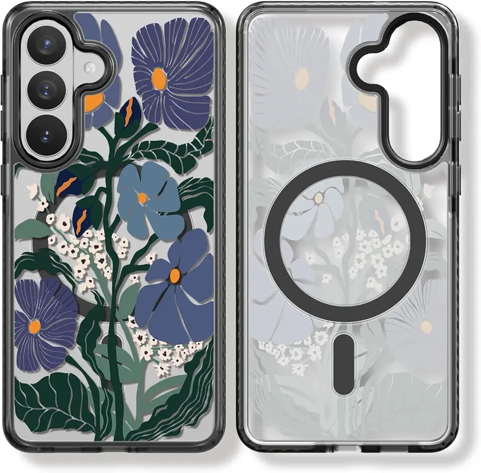 Rosarnnah for Samsung Galaxy S26 Case Aesthetic Black, Passiflora Caerulea