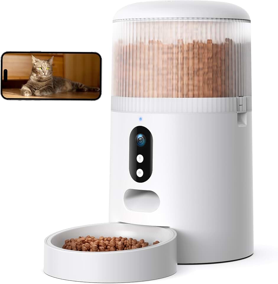 Faroro Futterautomat Katze WiFi, 3MP HD Video Katzenfutter Automat mit Nachtsicht, 4L Futterspender für Katzen/Hunde mit Zwei-Wege-Audio, APP-Steuerung, Bewegungserkennung & Doppelte Kraft