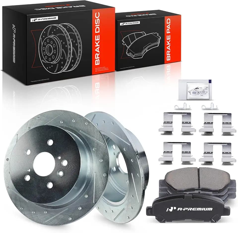 A-Premium 12.17 inch (309mm) Rear Brake Rotors & Ceramic Pads Kit, 6-Pack