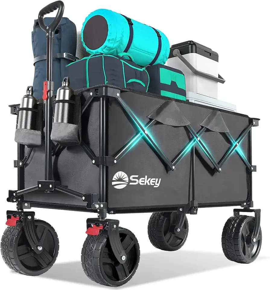 Sekey 220L Beach Wagon, 330 lb Capacity, Foldable, 8 in Wide Wheels