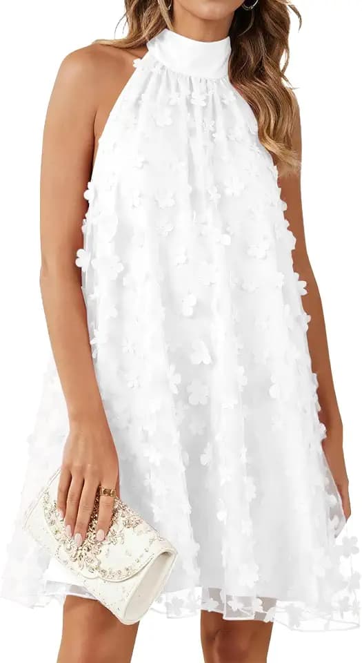Gleeneat Womens Halter Floral Bridal Shower Cocktail Short Tulle Dress