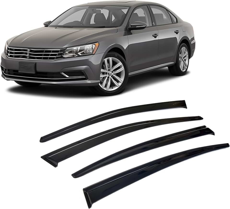 Windabweiser Luftabweiser Regenabweiser Seitenfensterabweiser Kompatibel mit VW Passat Type B8 2015-2022 Autofenster Regenschutz Regenabweiser Anklebbare Deflektoren 4 Stück Externe Passform
