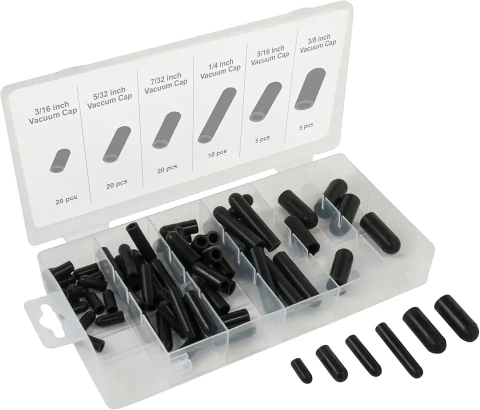 Tekz 45253 80-Piece Silicone Rubber Vacuum Cap Assortment
