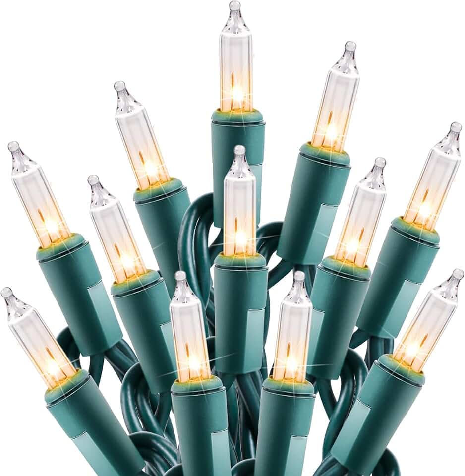 Minetom Clear Christmas String Lights 100 Count 20 Feet Incandescent Bulb