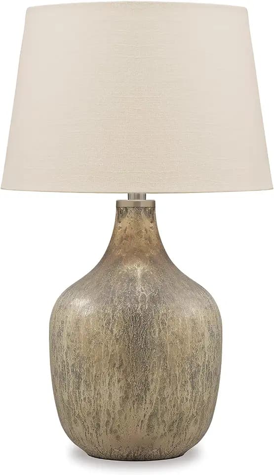 Signature Design by Ashley Mari Contemporary 27.75" Mercury Glass Table Lamp, Gray & Gold