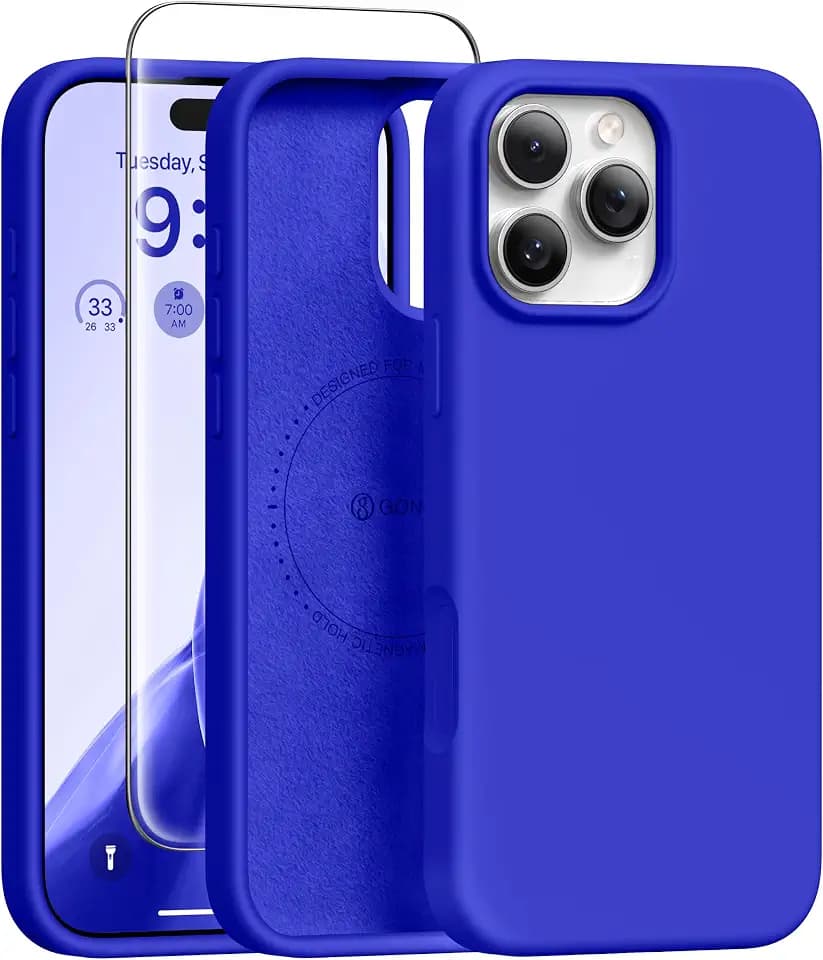 GONEZ Magnetic for iPhone 16 Pro Case, Silicone Cover Cobalt Blue