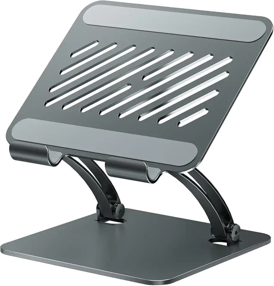 tounee Tablet Holder Stand, Dual Rod Adjustable Aluminum Desktop Stand, Compatible with 4.7-16.9" iPads, Surface Tablets, Portable Monitors, Kindle & More (Gray)