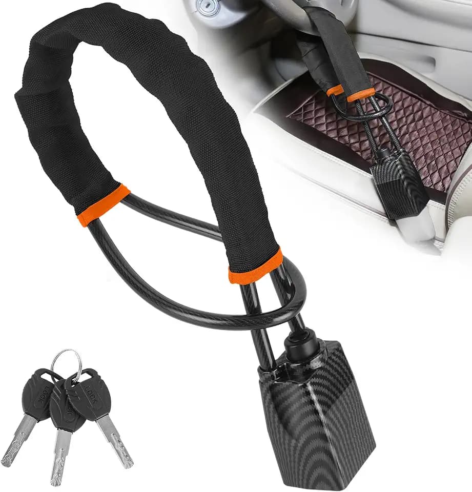 2026 Upgraded Steering Wheel Lock, Seatbelt Lock, Universal Anti-Theft Device, Car Lock, Anti-Theft Device with 3 Keys (Black)