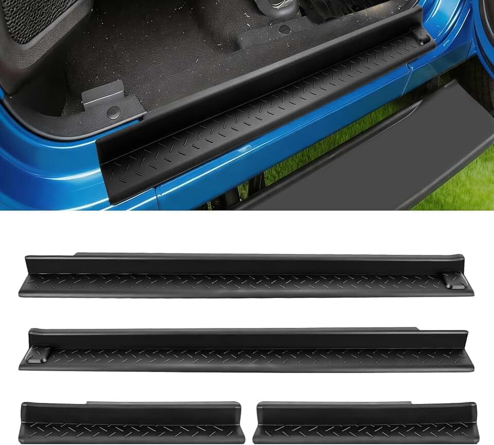 Nilight Door Sill Guards Kit 4 Pcs Set-Black PP Plastic