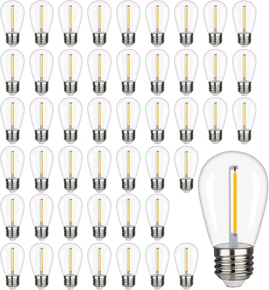 48Pack S14 LED String Light Bulbs, 1W Shatterproof Replacement Bulbs