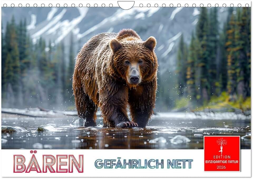 Bären - gefährlich nett (Wandkalender 2026 DIN A4 quer), CALVENDO Monatskalender