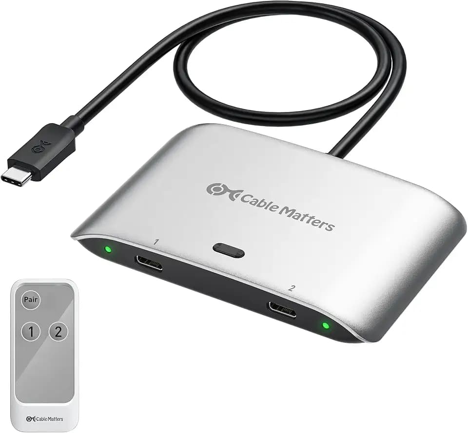 Cable Matters 20Gbps USB C KVM Switch for 2 Computers, 140W PD Charging