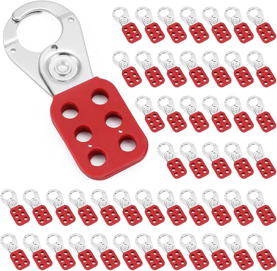 QWORK Lock Out Tag Out Hasp, 50 Pcs 1 Inch Jaw Diameter Loto Hasp, Group Lockout Safety Device, Stainless Steel Lockout Hasp