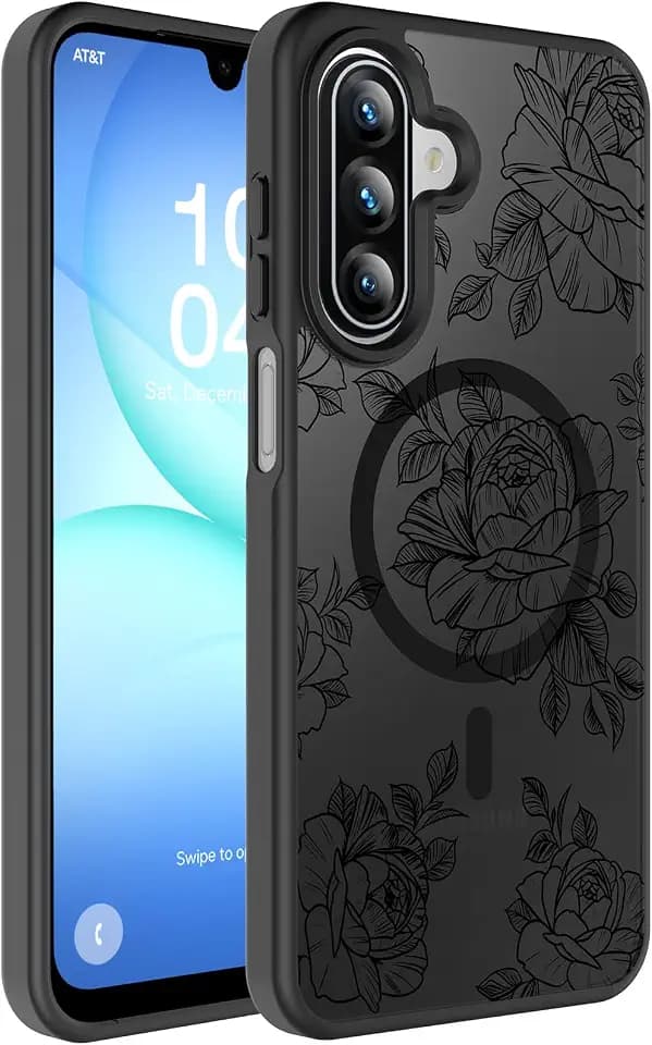 for Samsung Galaxy A17 Case,Cute Black Line Art Floral [Magsafe]