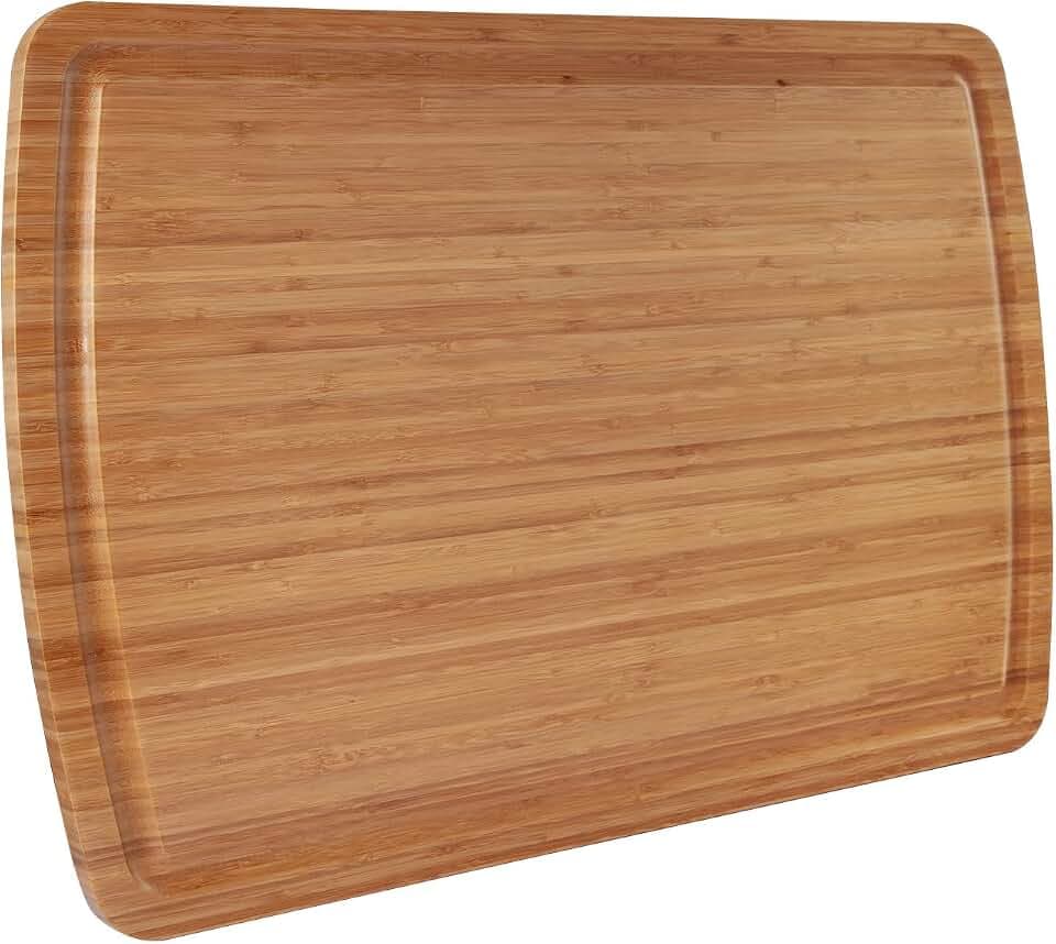 Extra Large Bamboo Wood Cutting Board, 30 x 20 Inch Kitchen Wooden Chopping Board with Juice Groove, Reversible Butcher Block Cutting Board for Meat, Turkey Carving