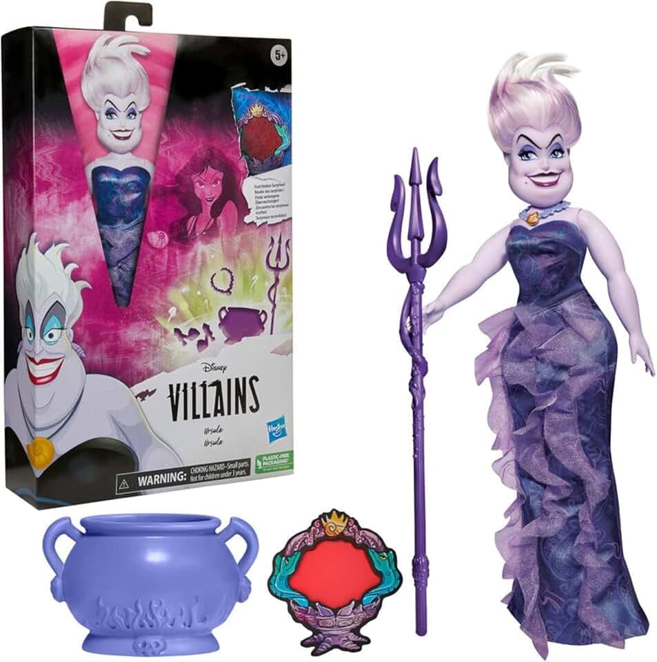Disney Princess Villains Ursula Fashion Doll, Accessories and Removable Clothes, Disney Villains Toy for Kids 5 Years Old and Up