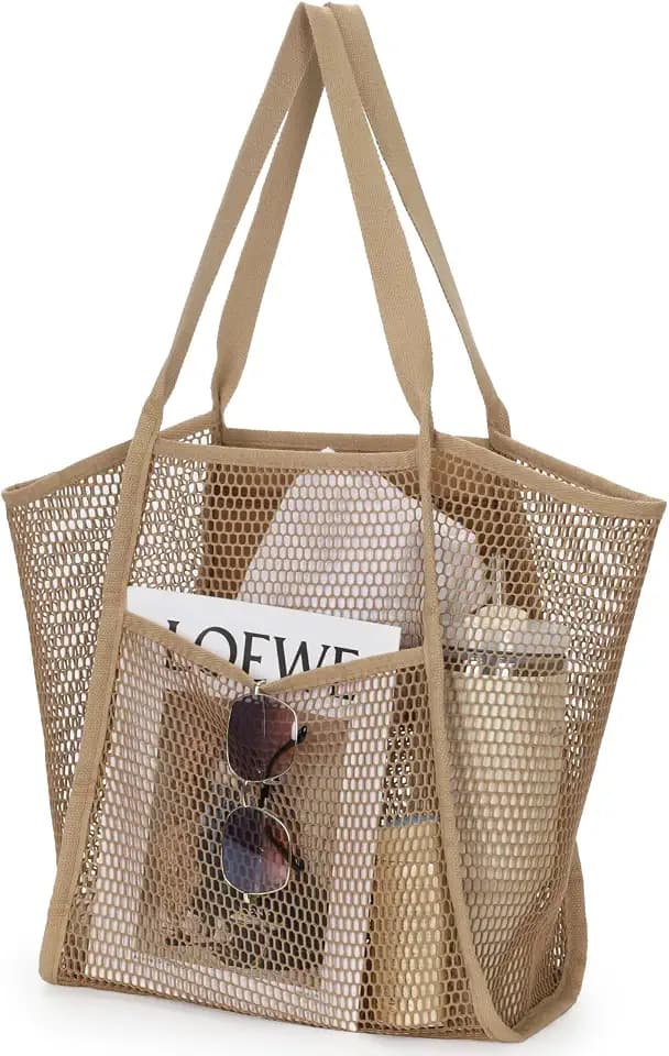 F-color Mesh Beach Bag Family - Large Travel Tote Bag for Beach Pool Cruise